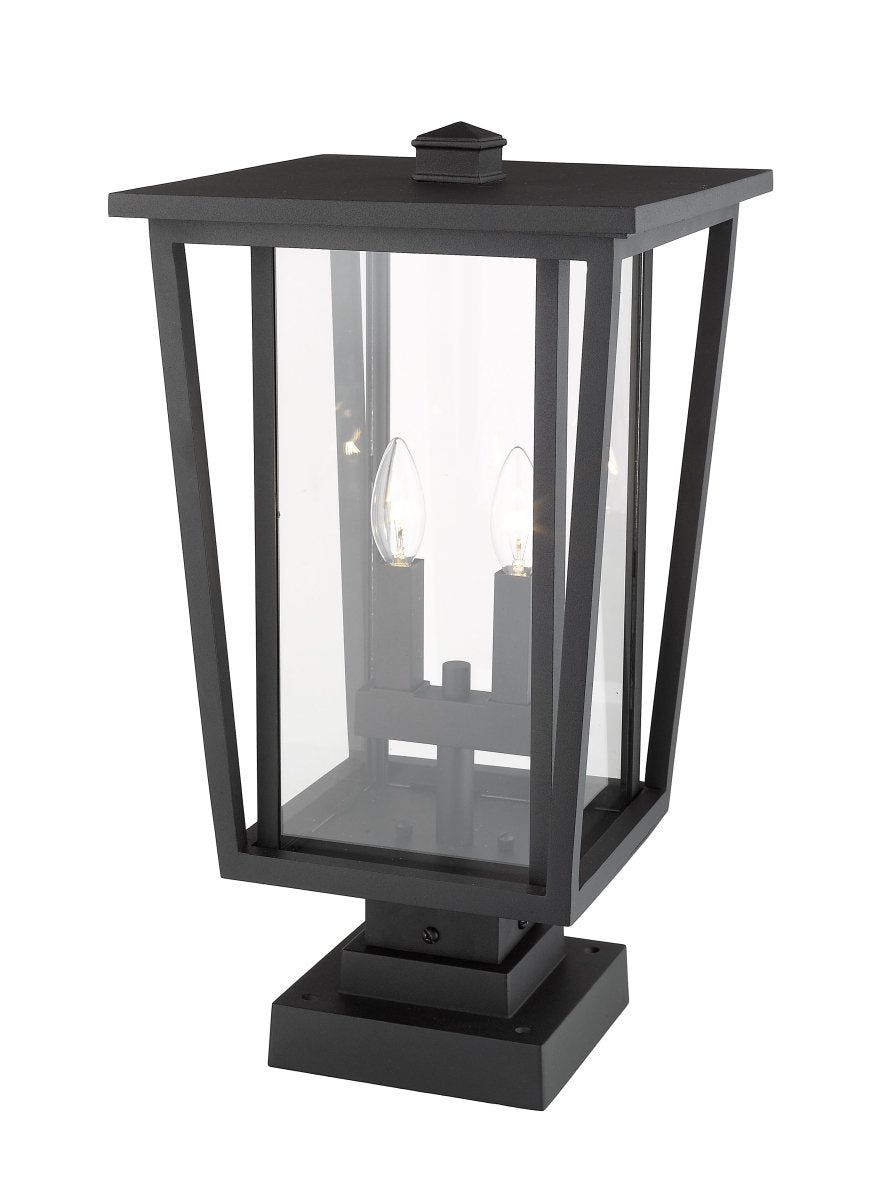 Lanterne extérieure sur socle Seoul - Carré Noir 18" by Z-Lite | Luminaires & cie
