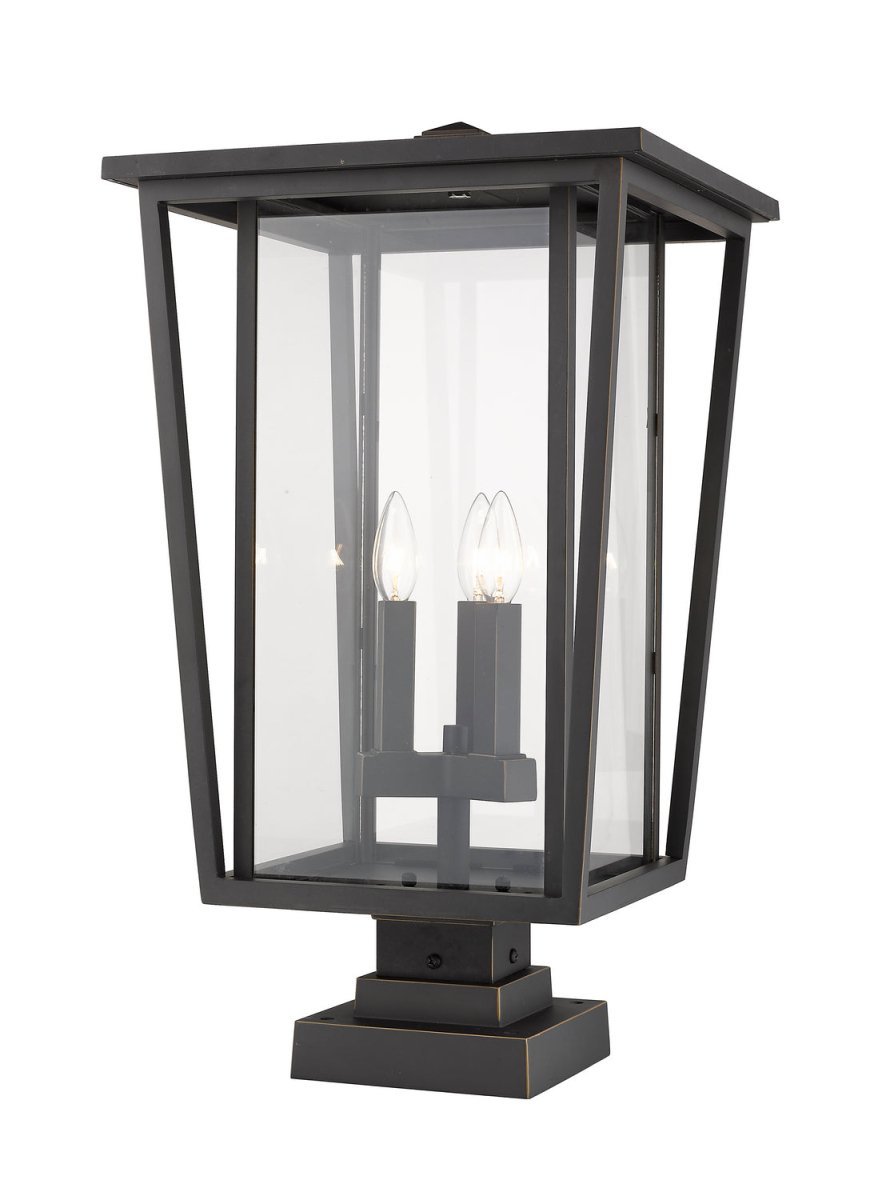 Lanterne extérieure sur socle Seoul - Carré Noir 18" by Z-Lite | Luminaires & cie