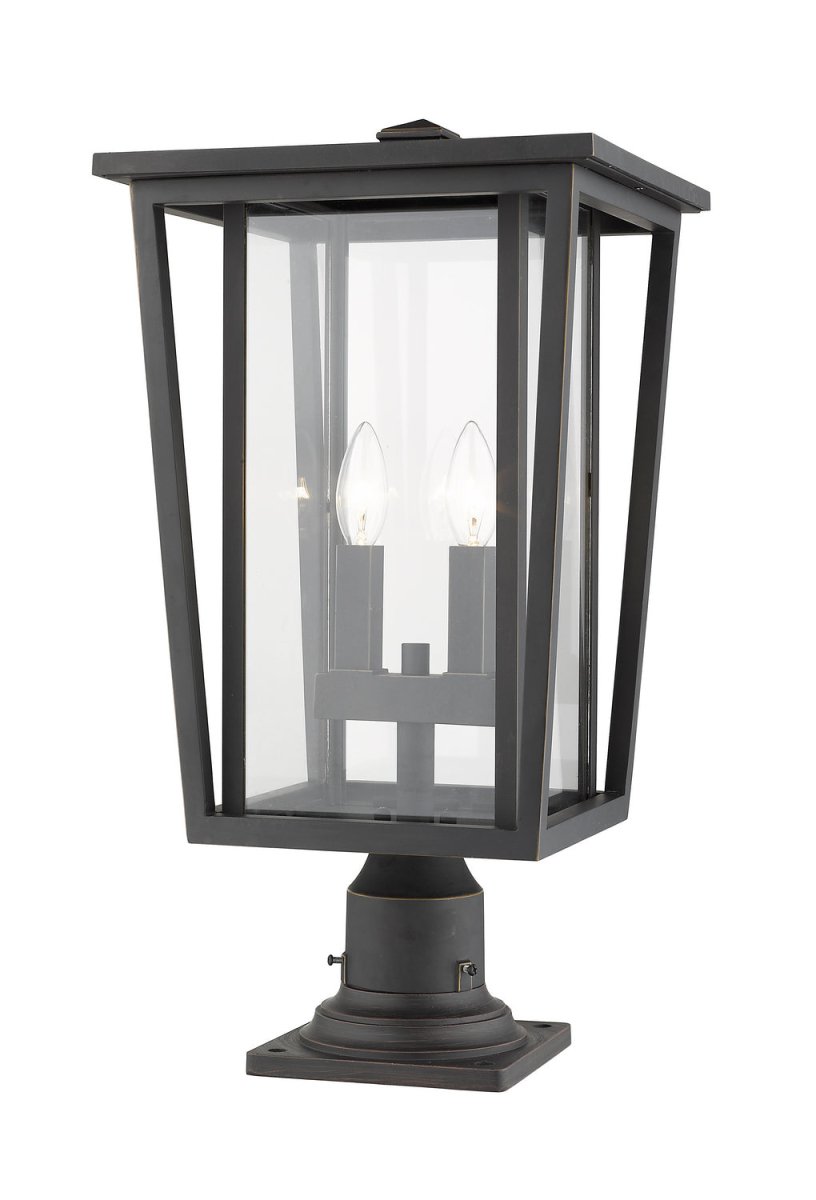 Lanterne extérieure sur socle Seoul - Carré Noir 18" by Z-Lite | Luminaires & cie