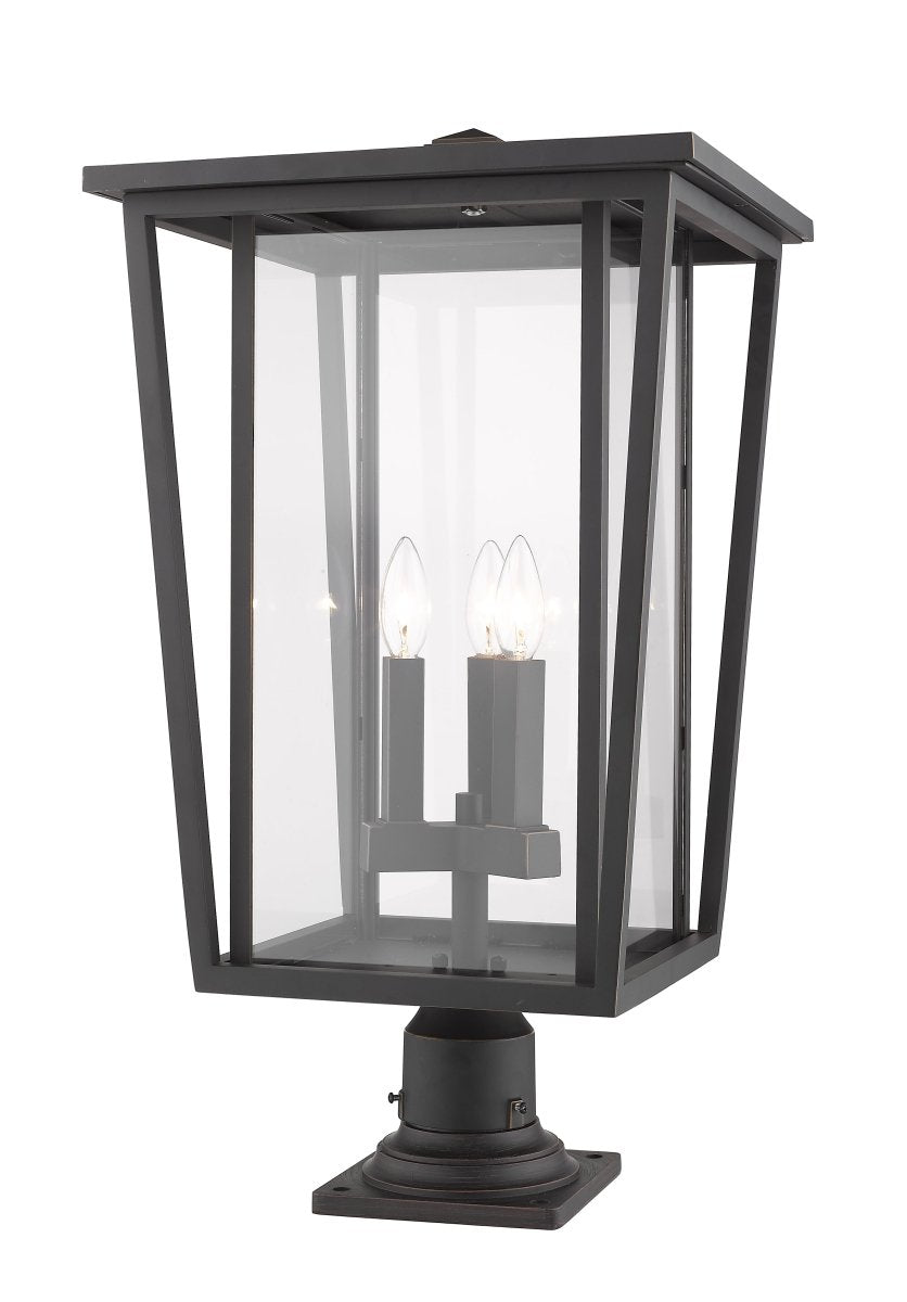Lanterne extérieure sur socle Seoul - Carré Noir 18" by Z-Lite | Luminaires & cie