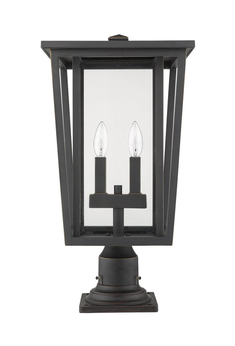 Lanterne extérieure sur socle Seoul - Carré Noir 18" by Z-Lite | Luminaires & cie