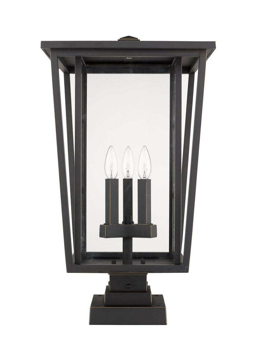 Lanterne extérieure sur socle Seoul - Carré Noir 18" by Z-Lite | Luminaires & cie