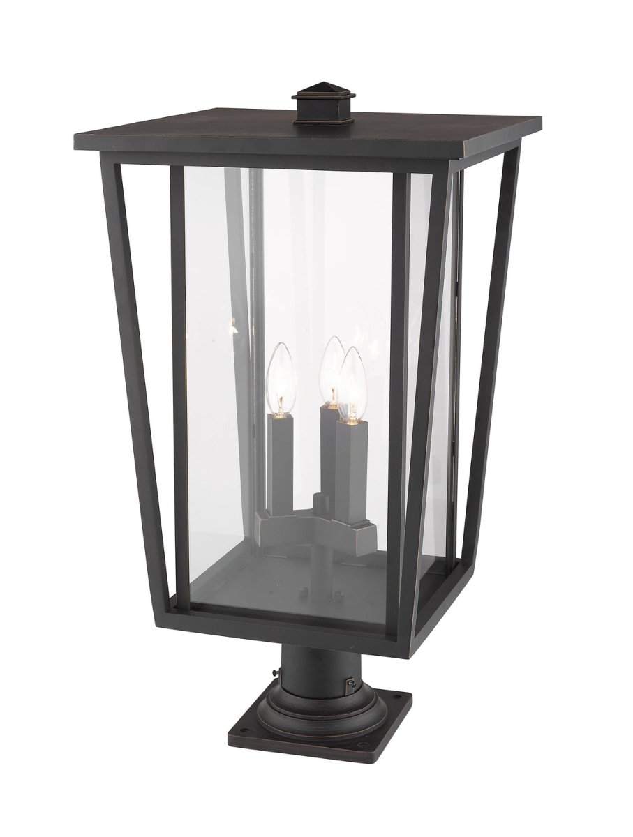 Lanterne extérieure sur socle Seoul - Carré Noir 18" by Z-Lite | Luminaires & cie