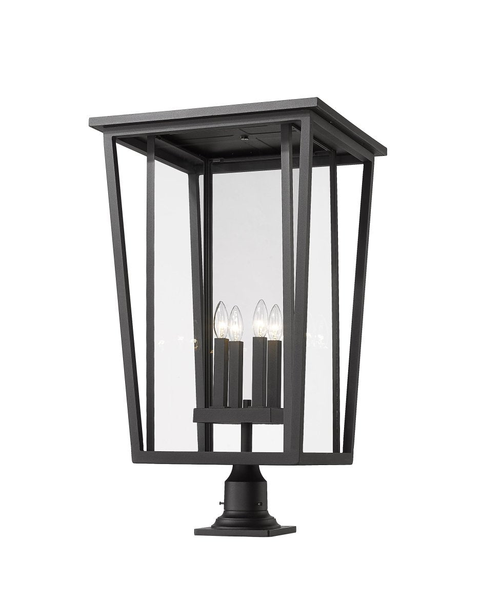 Lanterne extérieure sur socle Seoul - Carré Noir 18" by Z-Lite | Luminaires & cie