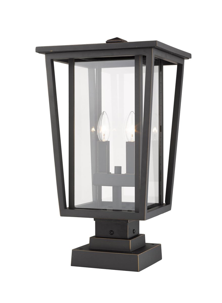 Lanterne extérieure sur socle Seoul - Carré Noir 18" by Z-Lite | Luminaires & cie