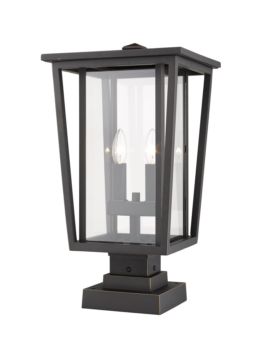 Lanterne extérieure sur socle Seoul - Carré Noir 18" by Z-Lite | Luminaires & cie
