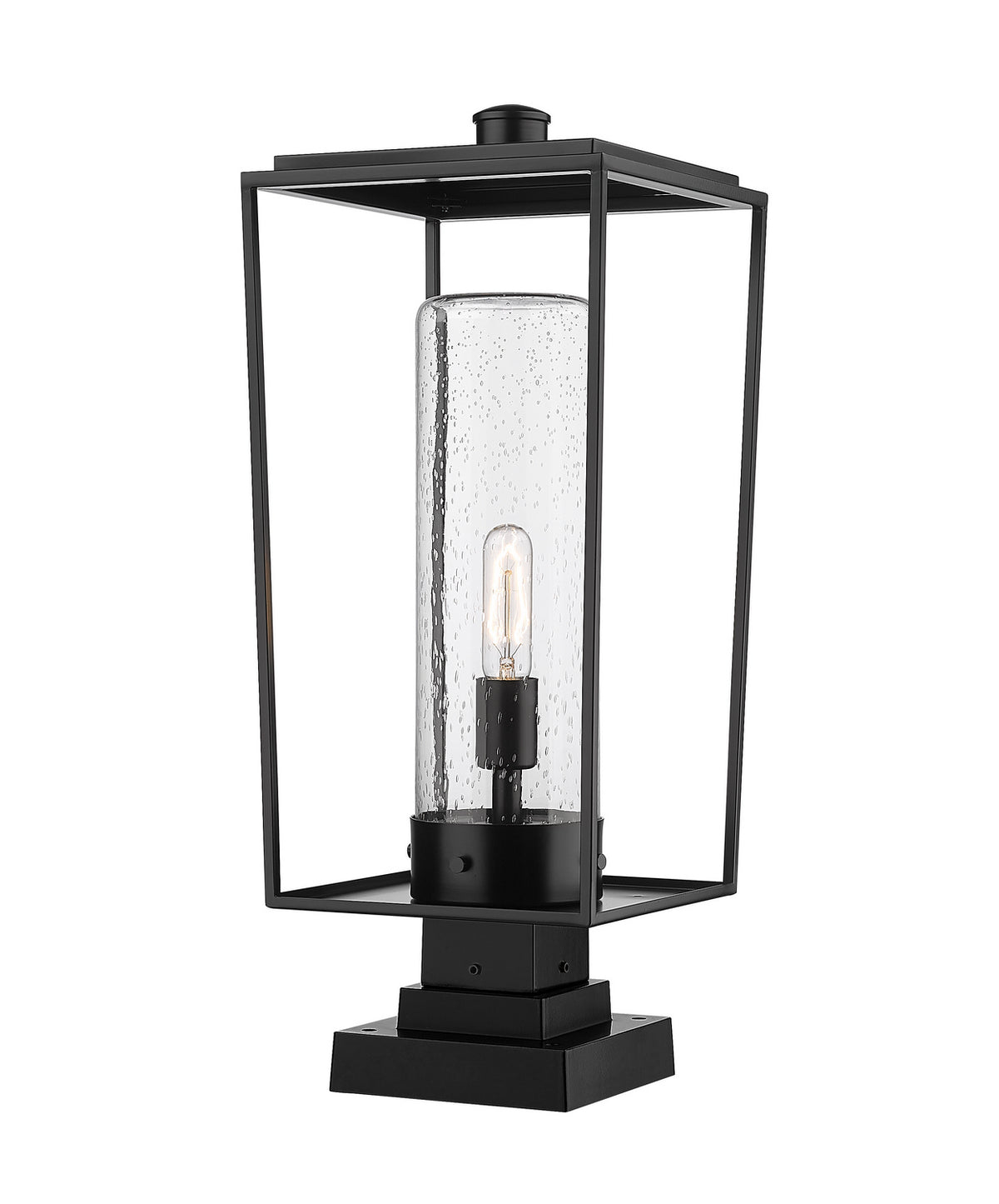 Lanterne extérieure sur socle Sheridan Carré décoratif, 10", Grené transparent – Z-Lite
