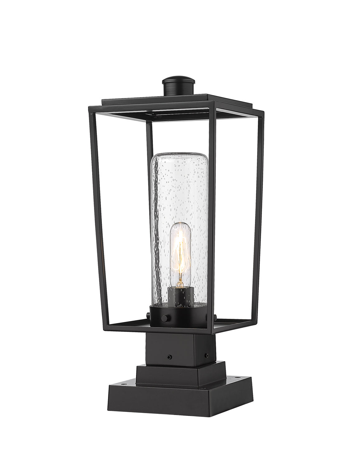 Lanterne extérieure sur socle Sheridan Carré décoratif, 8", Grené transparent – Z-Lite
