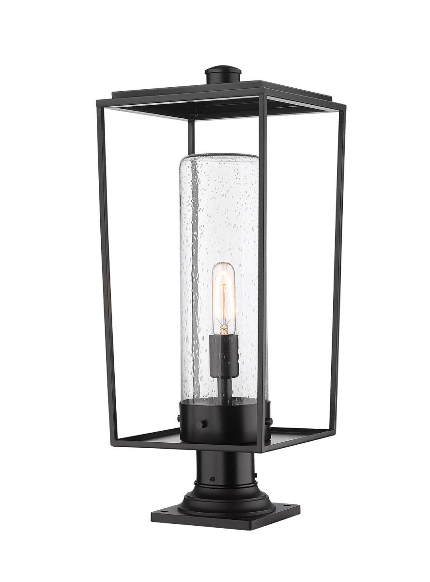 Lanterne extérieure sur socle Sheridan - Carré 10" Grené transparent by Z-Lite | Luminaires & cie