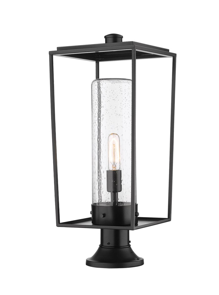 Lanterne extérieure sur socle Sheridan - Rond 10" Grené transparent by Z-Lite | Luminaires & cie
