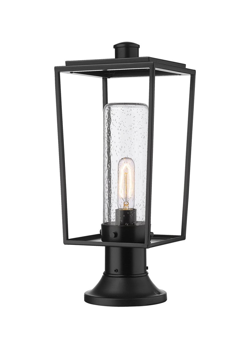 Lanterne extérieure sur socle Sheridan - Rond 8" Grené transparent by Z-Lite | Luminaires & cie