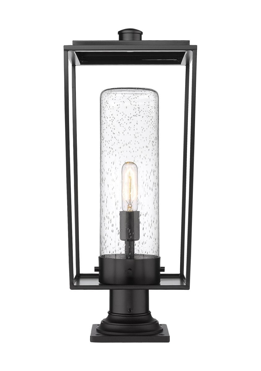 Lanterne extérieure sur socle Sheridan - Carré décoratif 8" Opale blanc by Z-Lite | Luminaires & cie