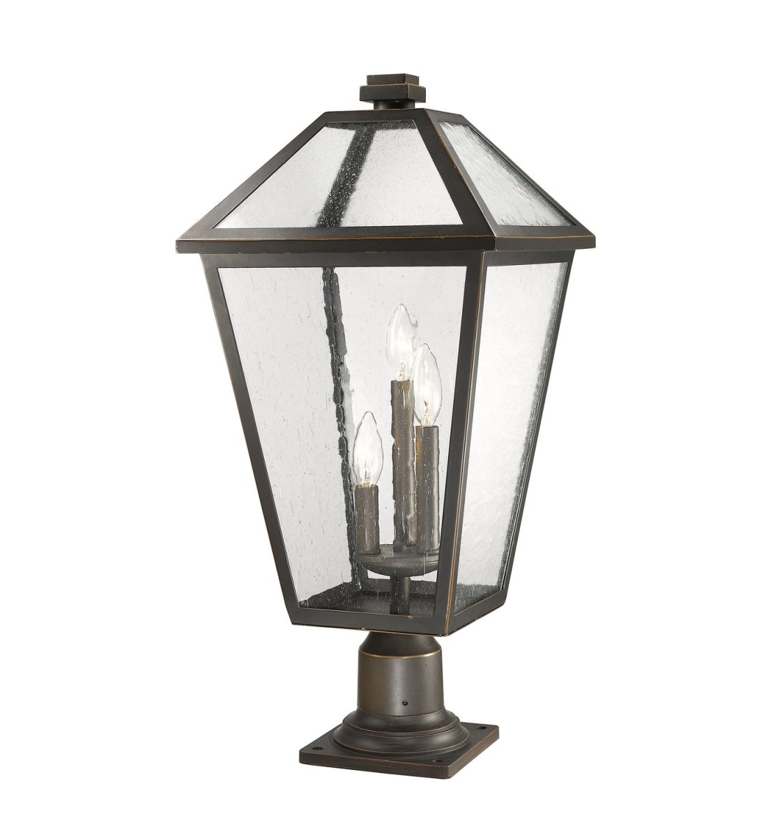Lanterne extérieure sur socle Talbot - Rond Bronze huilé 12 1/4" by Z-Lite | Luminaires & cie