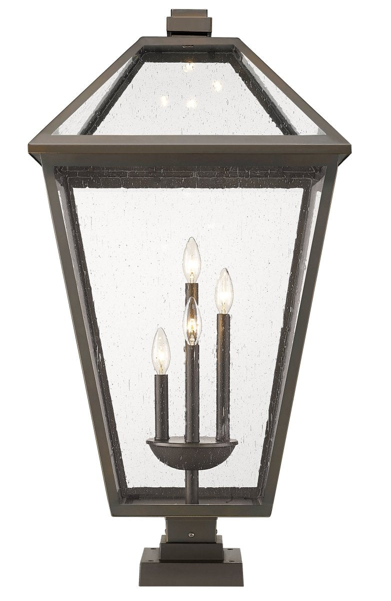 Lanterne extérieure sur socle Talbot - Carré Bronze huilé 19 1/2" by Z-Lite | Luminaires & cie