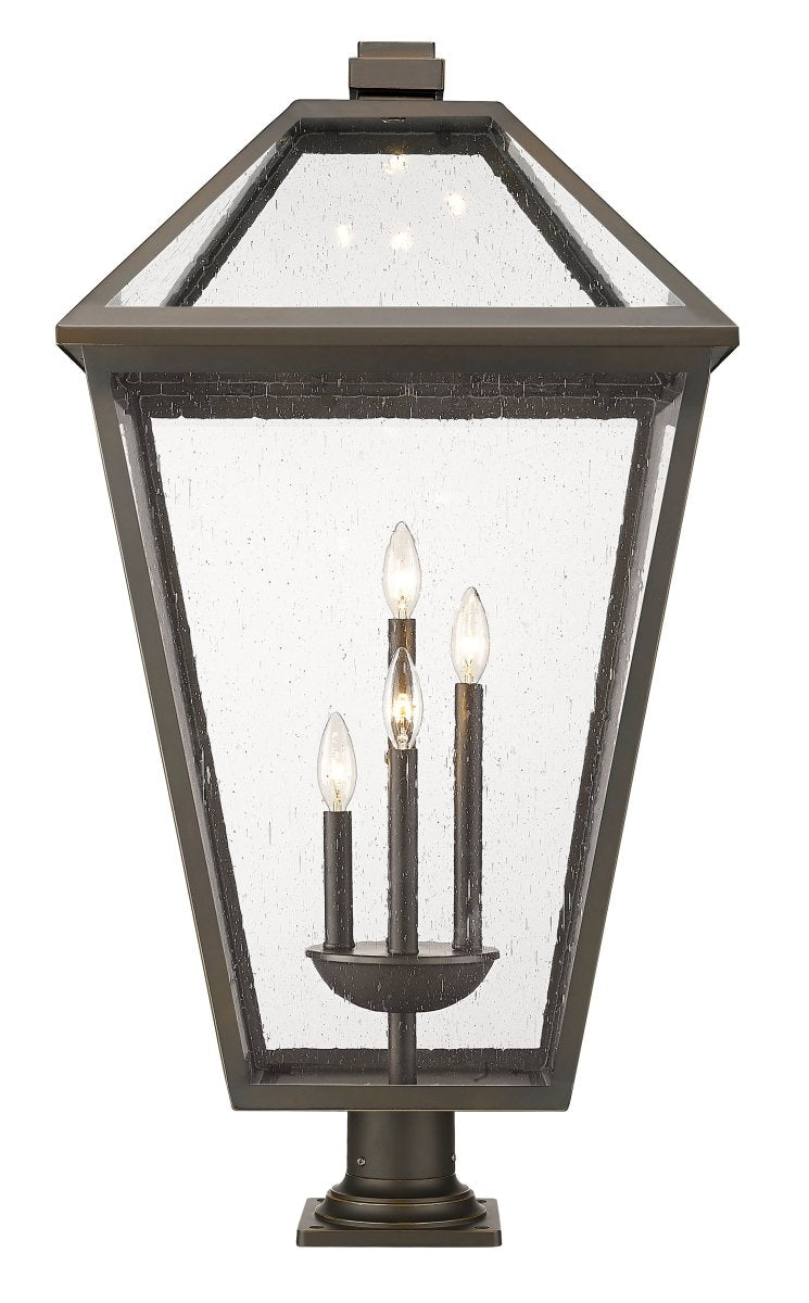 Lanterne extérieure sur socle Talbot - Carré Bronze huilé 19 1/2" by Z-Lite | Luminaires & cie