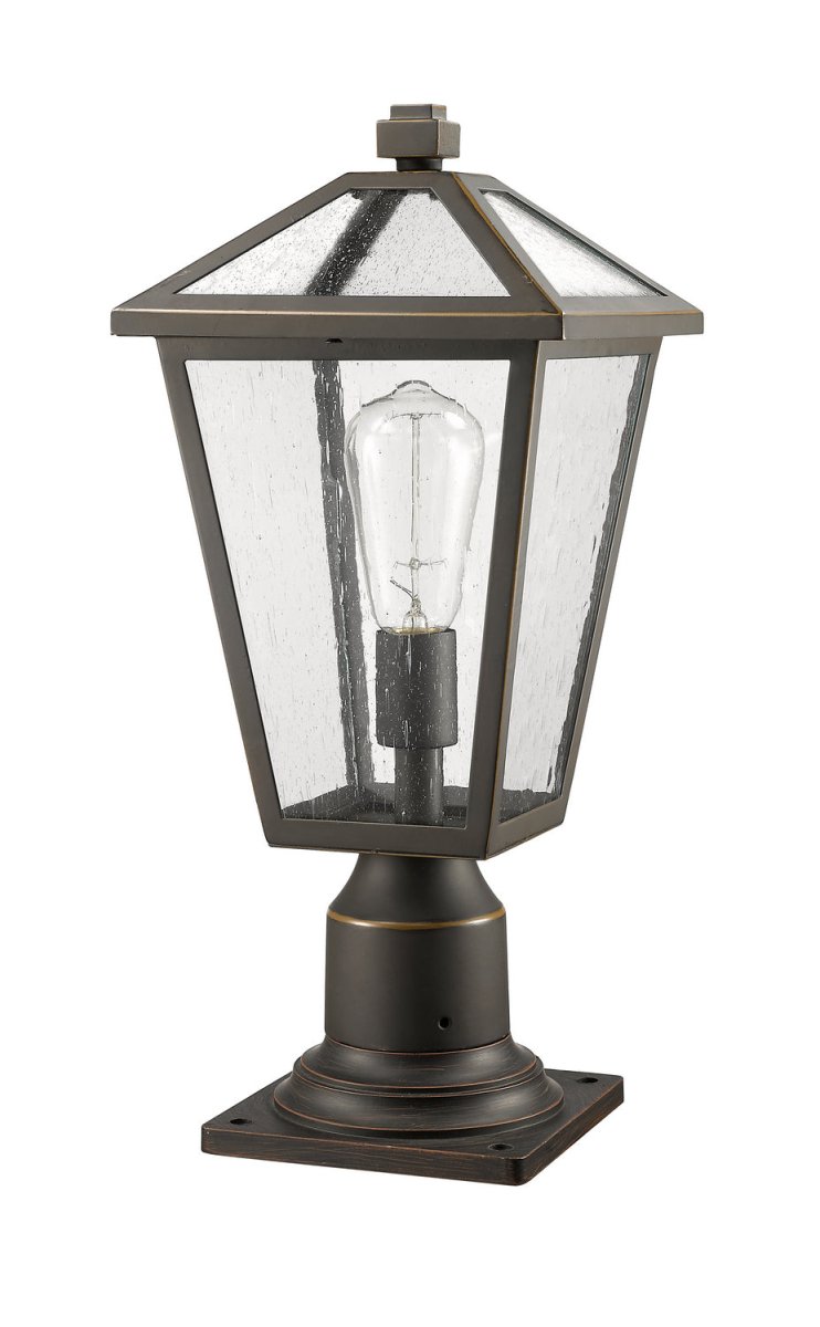 Lanterne extérieure sur socle Talbot - Carré Bronze huilé 19 1/2" by Z-Lite | Luminaires & cie