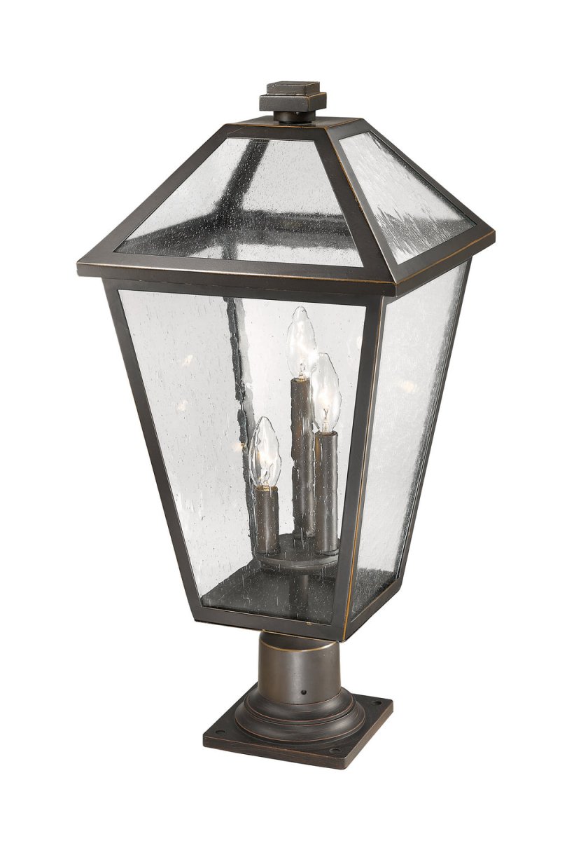 Lanterne extérieure sur socle Talbot - Carré Bronze huilé 19 1/2" by Z-Lite | Luminaires & cie