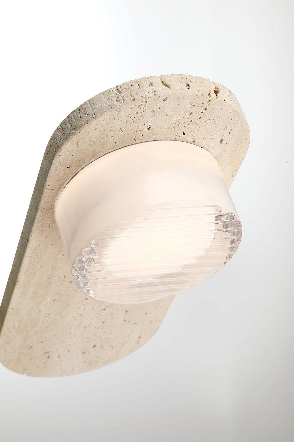 Lanterne murale extérieure Sternn Travertin, Verre strié transparent – vue 6
