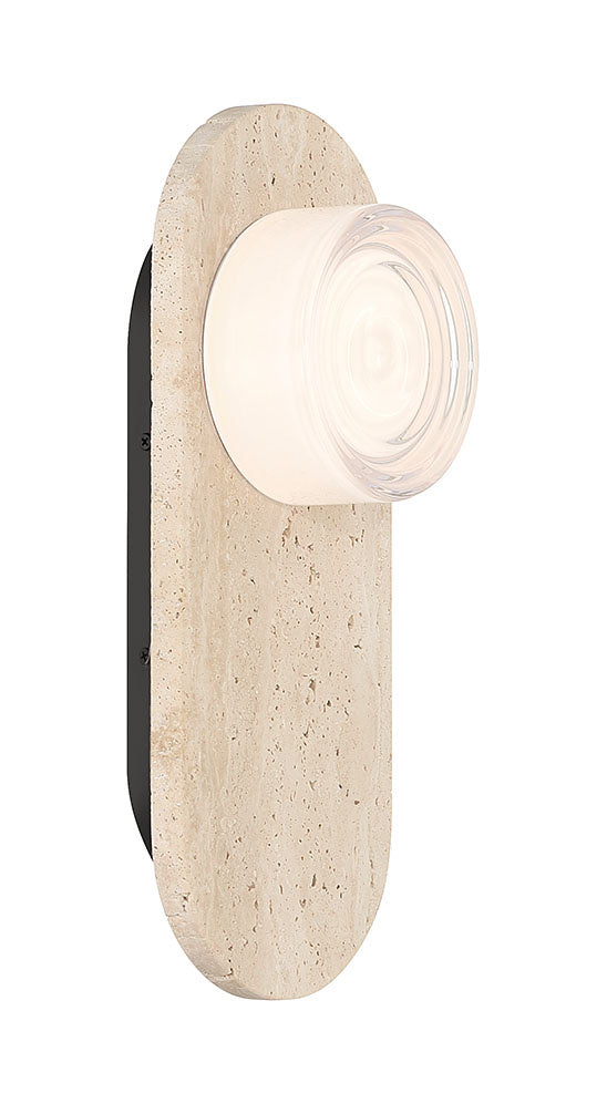 Lanterne murale extérieure Sternn Travertin, Verre ondulé transparent – vue 3