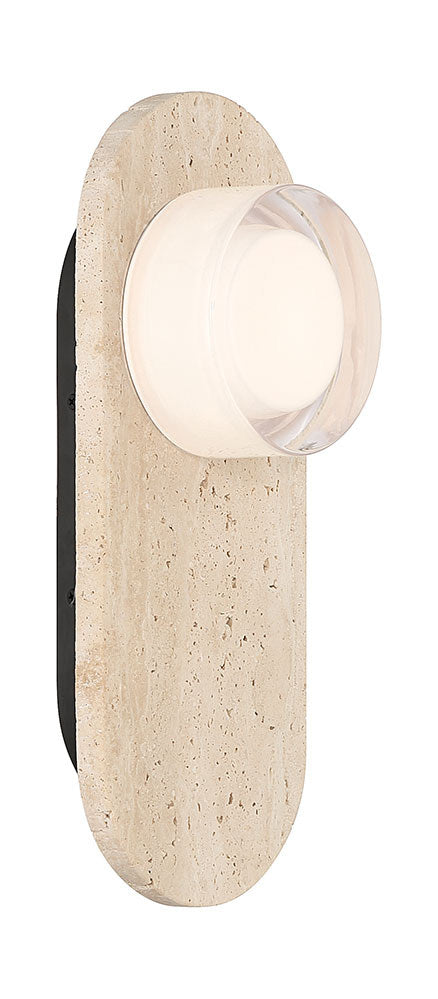 Lanterne murale extérieure Sternn Travertin, Verre transparent lisse – vue 2