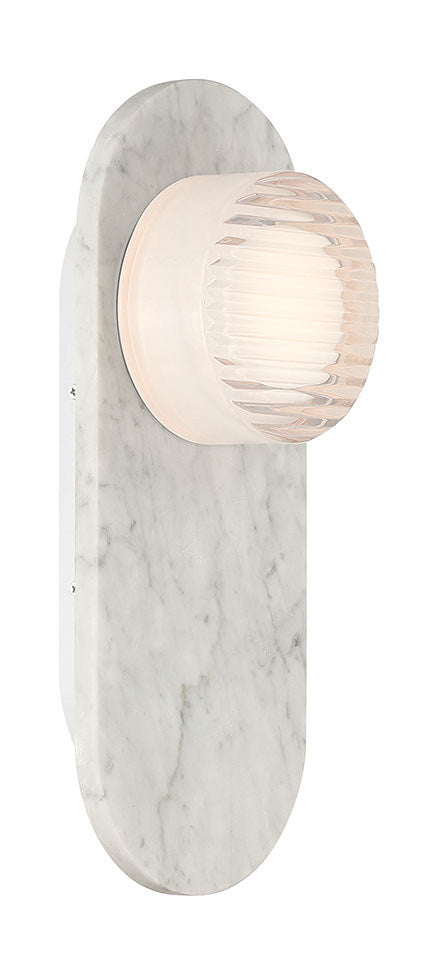Lanterne murale extérieure Sternn Blanc marbre, Verre strié transparent – vue 2