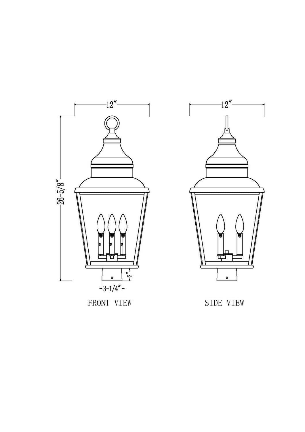 Lanterne sur poteau Raphael 26 3/4" – vue 6
