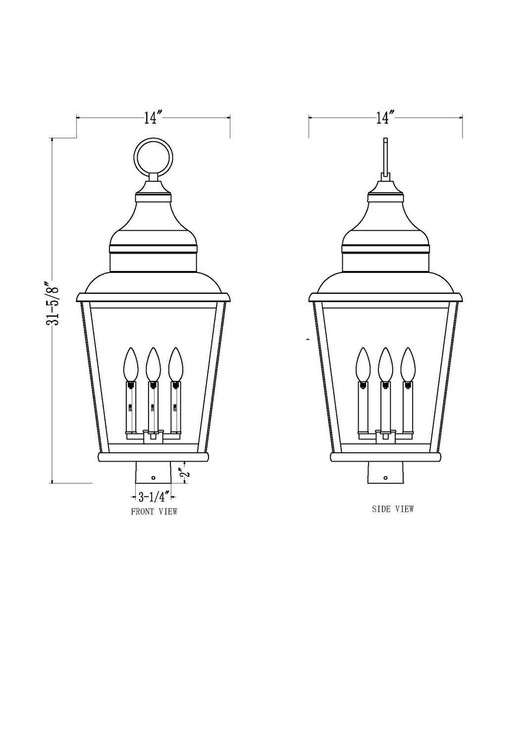 Lanterne sur poteau Raphael 31 3/4" – vue 6