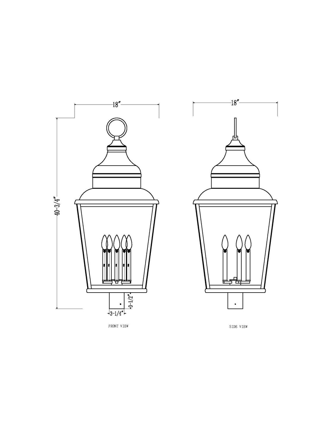 Lanterne sur poteau Raphael 40 3/4" – vue 6