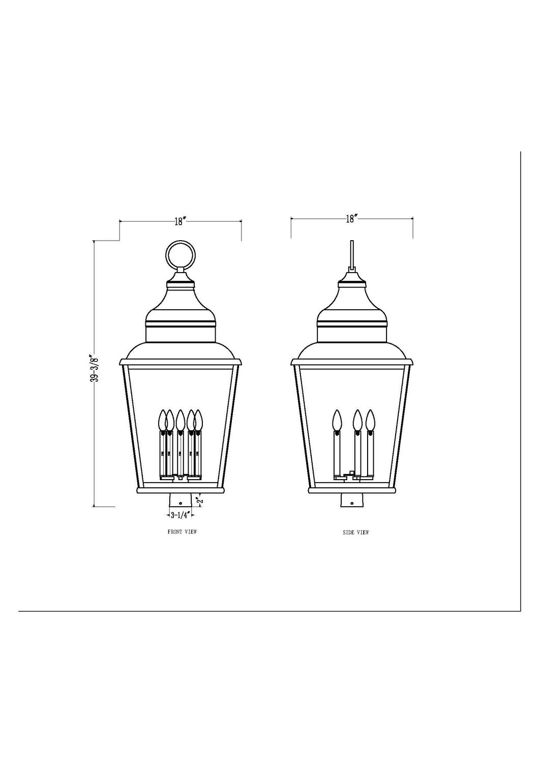 Lanterne sur poteau Raphael 39 1/2" – vue 6