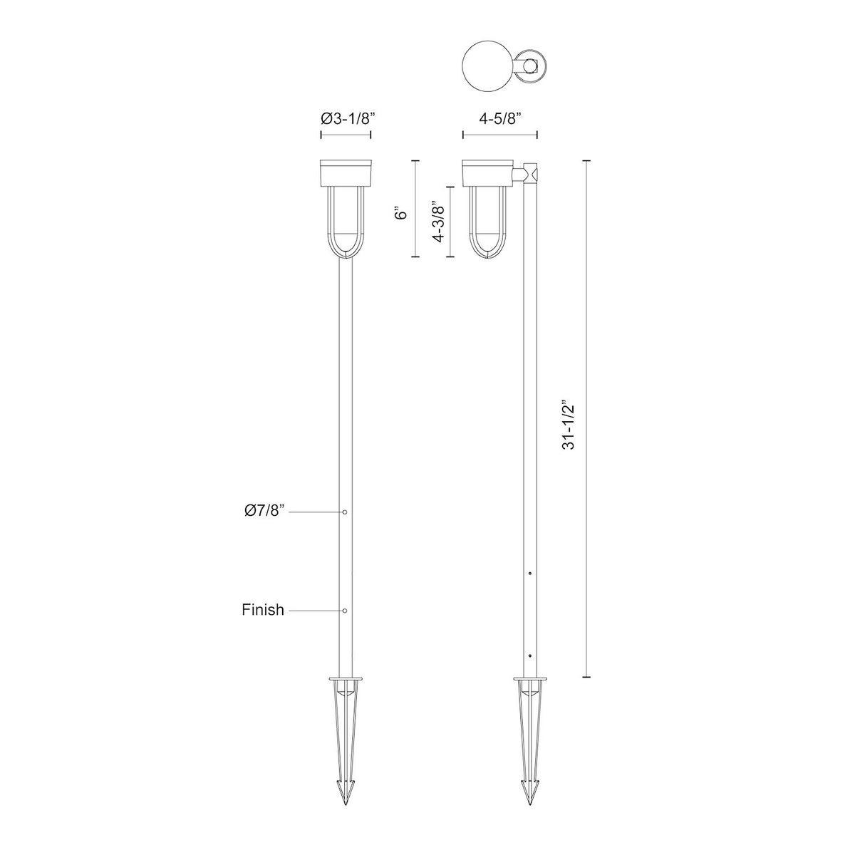 Luminaire de sentier Davy 31 1/2", 4 5/8" – vue 2