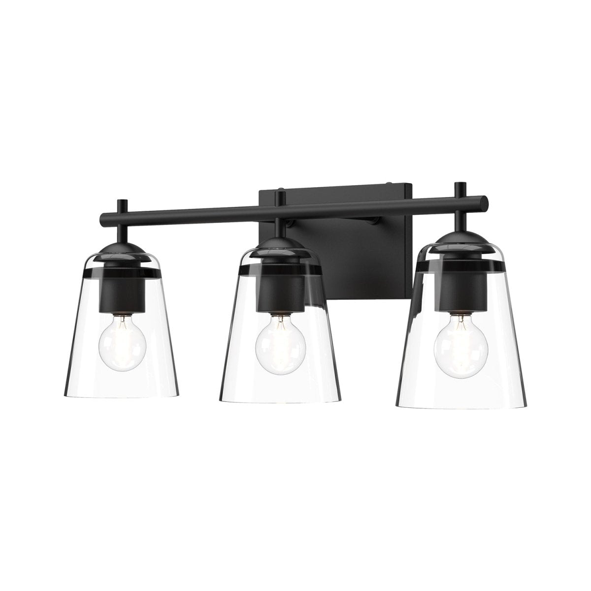 Luminaire de vanité Addison - Verre transparent / noir mat by Alora Lighting | Luminaires & cie