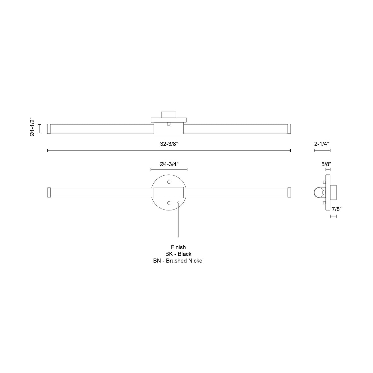 Barre d'éclairage de salle de bain Akari Noir, 32 3/8" – vue 3