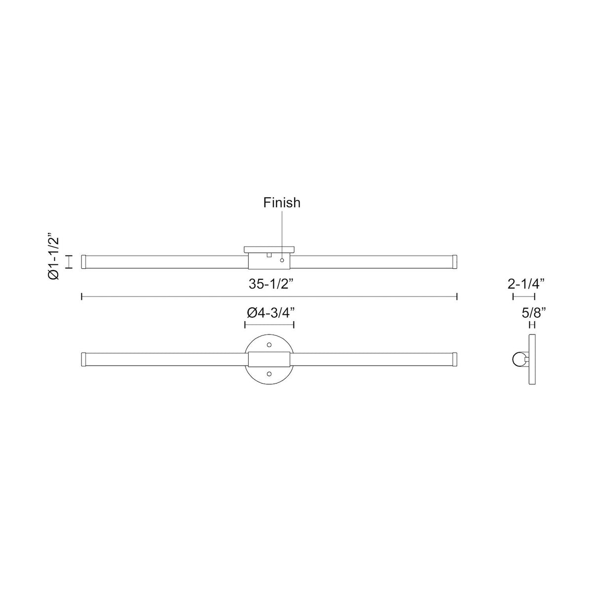 Barre d'éclairage de salle de bain Akari Nickel brossé, 35 1/2" – vue 3