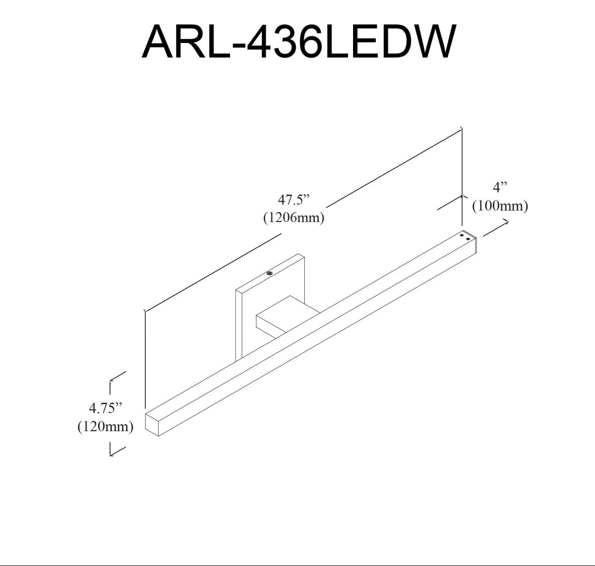 Luminaire de vanité Arandel - Chrome poli Éclairage vers le bas avec extension 2880lm by Dainolite | Luminaires & cie