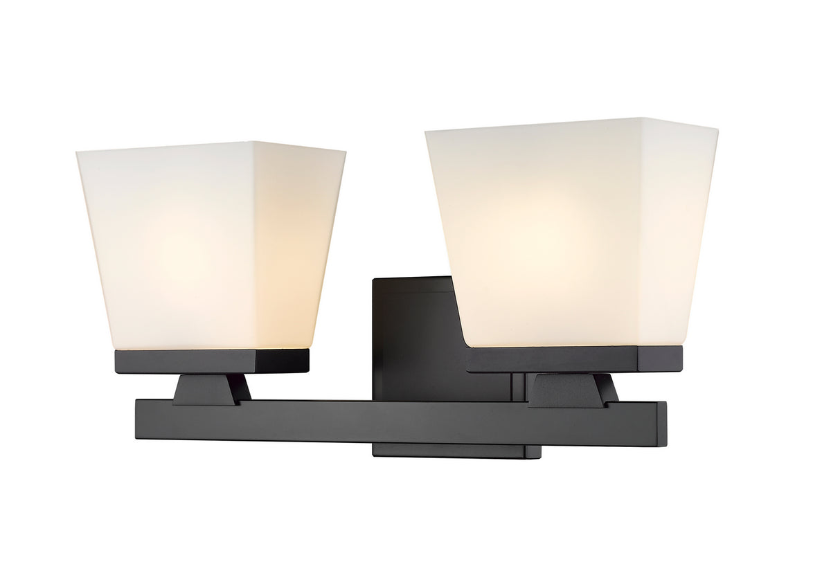 Luminaire de vanité Astor Noir mat, Opale givrée, 16" – Z-Lite