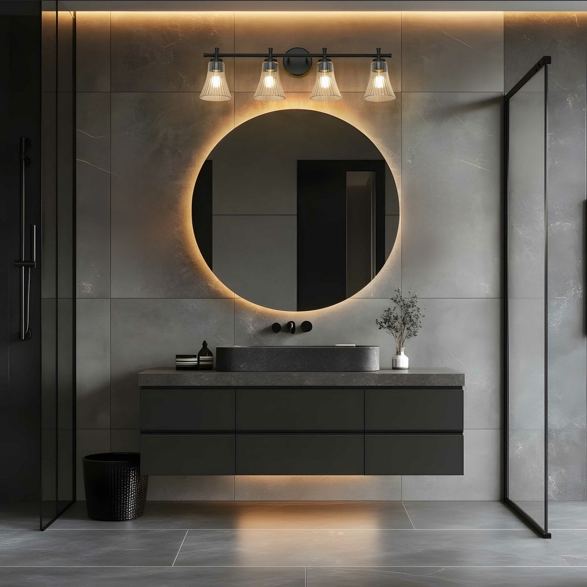 Luminaire de vanité Belle Noir mat, 32" – vue 6
