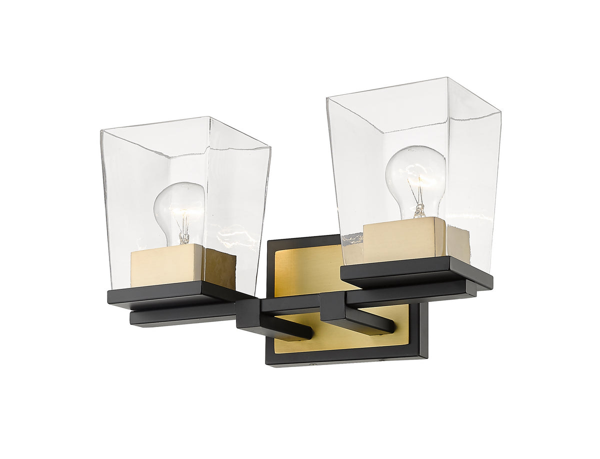 Luminaire de vanité Bleeker Street Noir mat + Laiton vieilli, 14" – vue 2