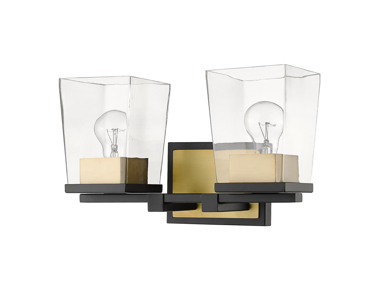 Luminaire de vanité Bleeker Street Noir mat + Laiton vieilli, 14" – vue 3