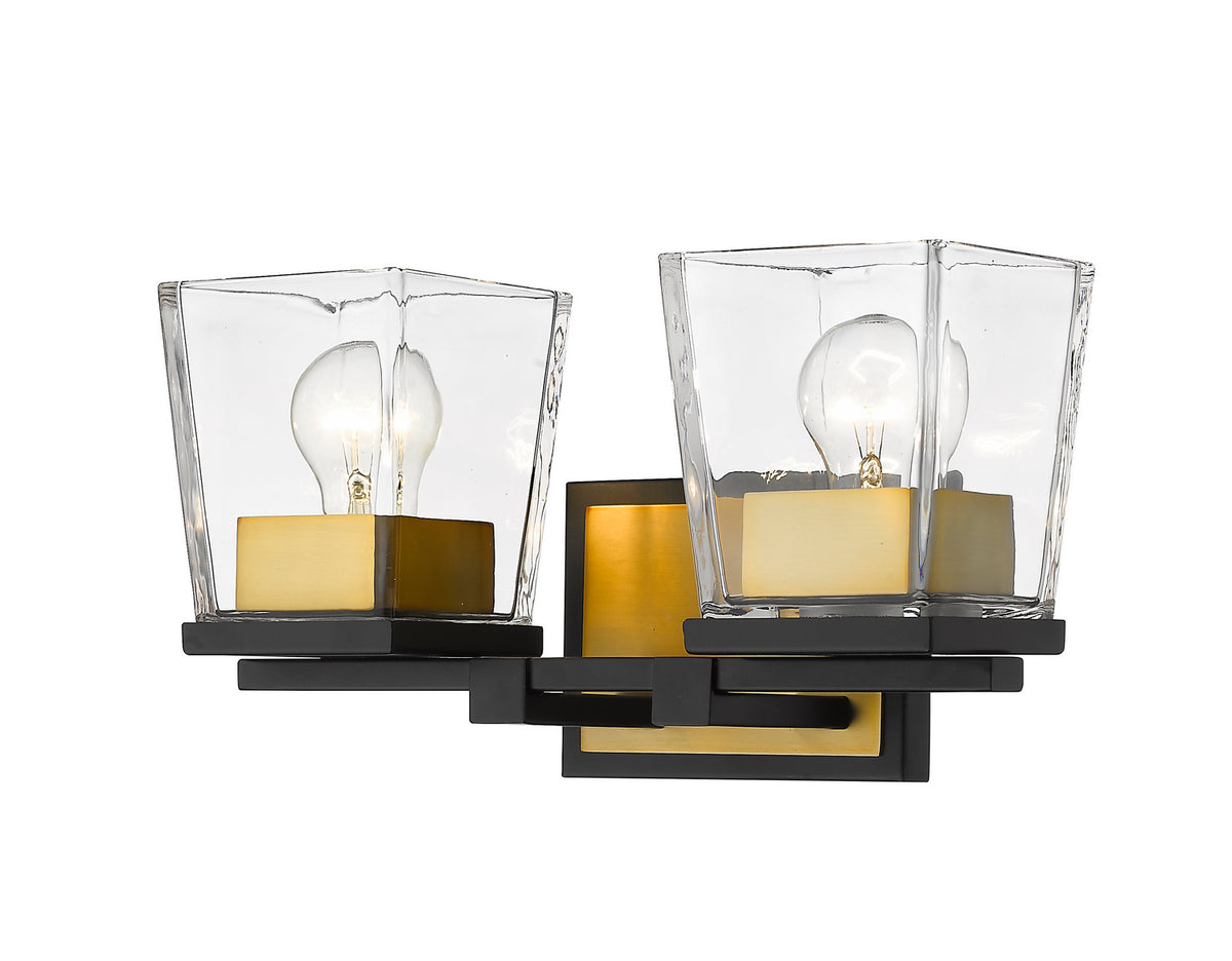 Luminaire de vanité Bleeker Street Noir mat + Laiton vieilli, 14" – Z-Lite