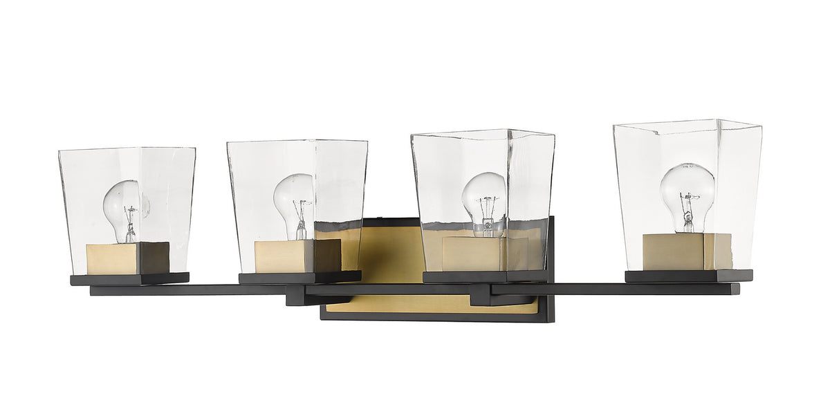 Luminaire de vanité Bleeker Street Noir mat + Laiton vieilli, 33" – vue 3