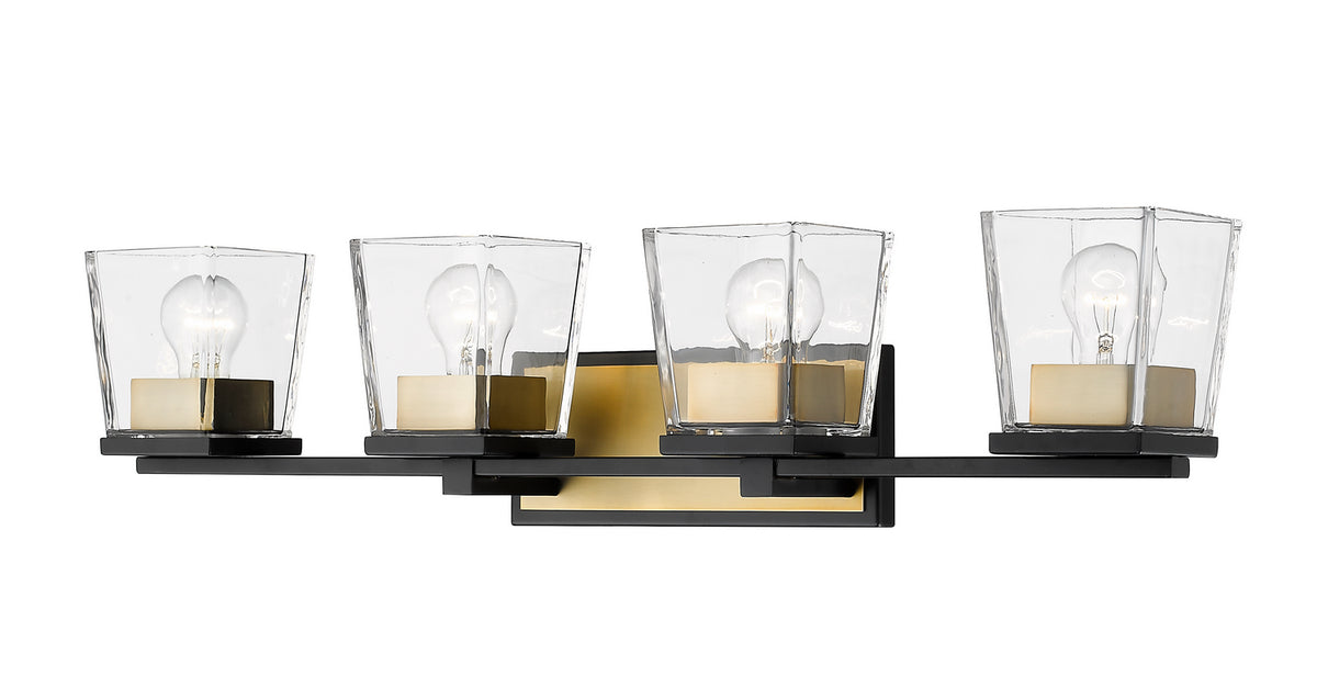 Luminaire de vanité Bleeker Street Noir mat + Laiton vieilli, 33" – Z-Lite
