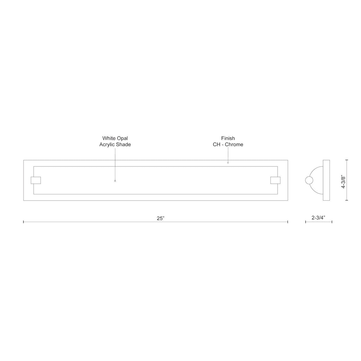 Barre d'éclairage de salle de bain Charlotte 25" – vue 3