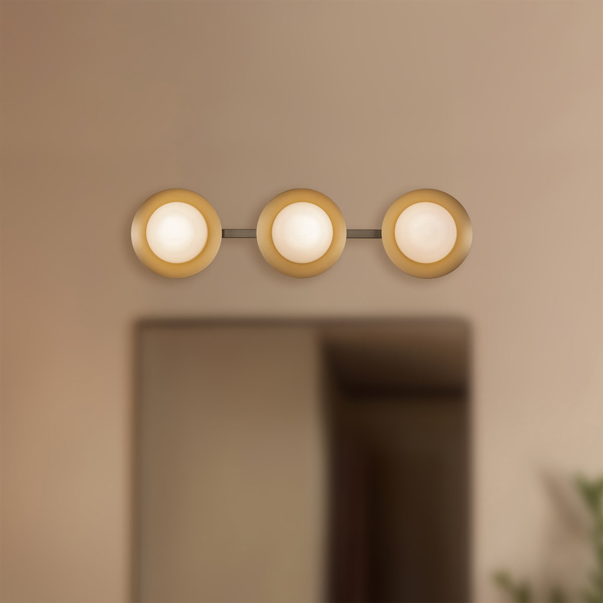 Luminaire de vanité Cleo Or brossé/Verre opale, Verre opale mat – vue 4