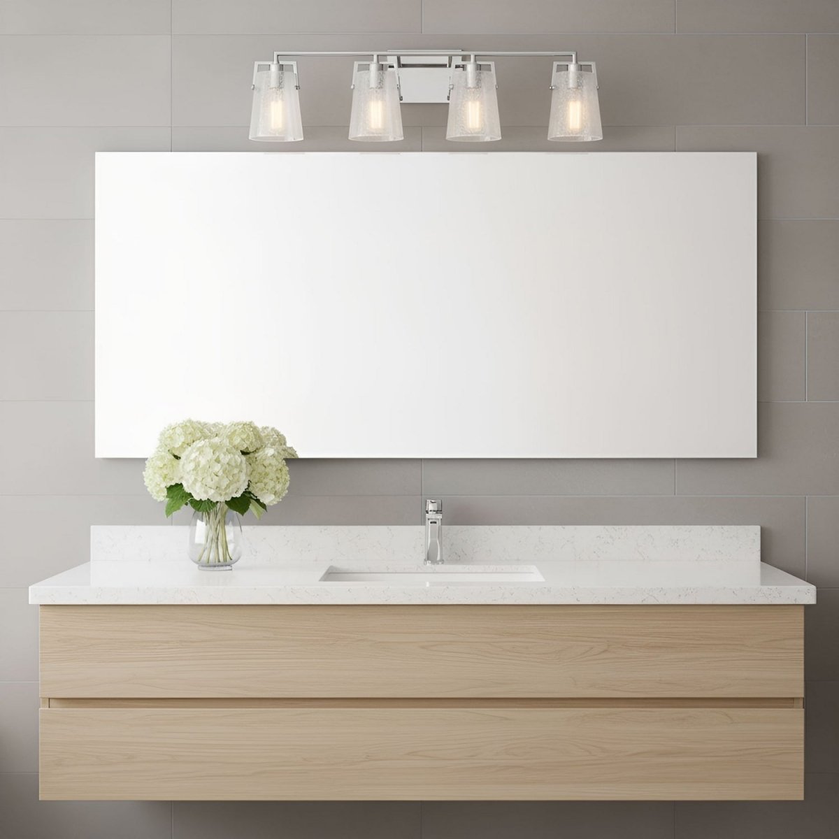 Luminaire de vanité Crofton - Laiton satiné Verre craquelé transparent 33 3/8" by Visual Comfort Studio | Luminaires & cie