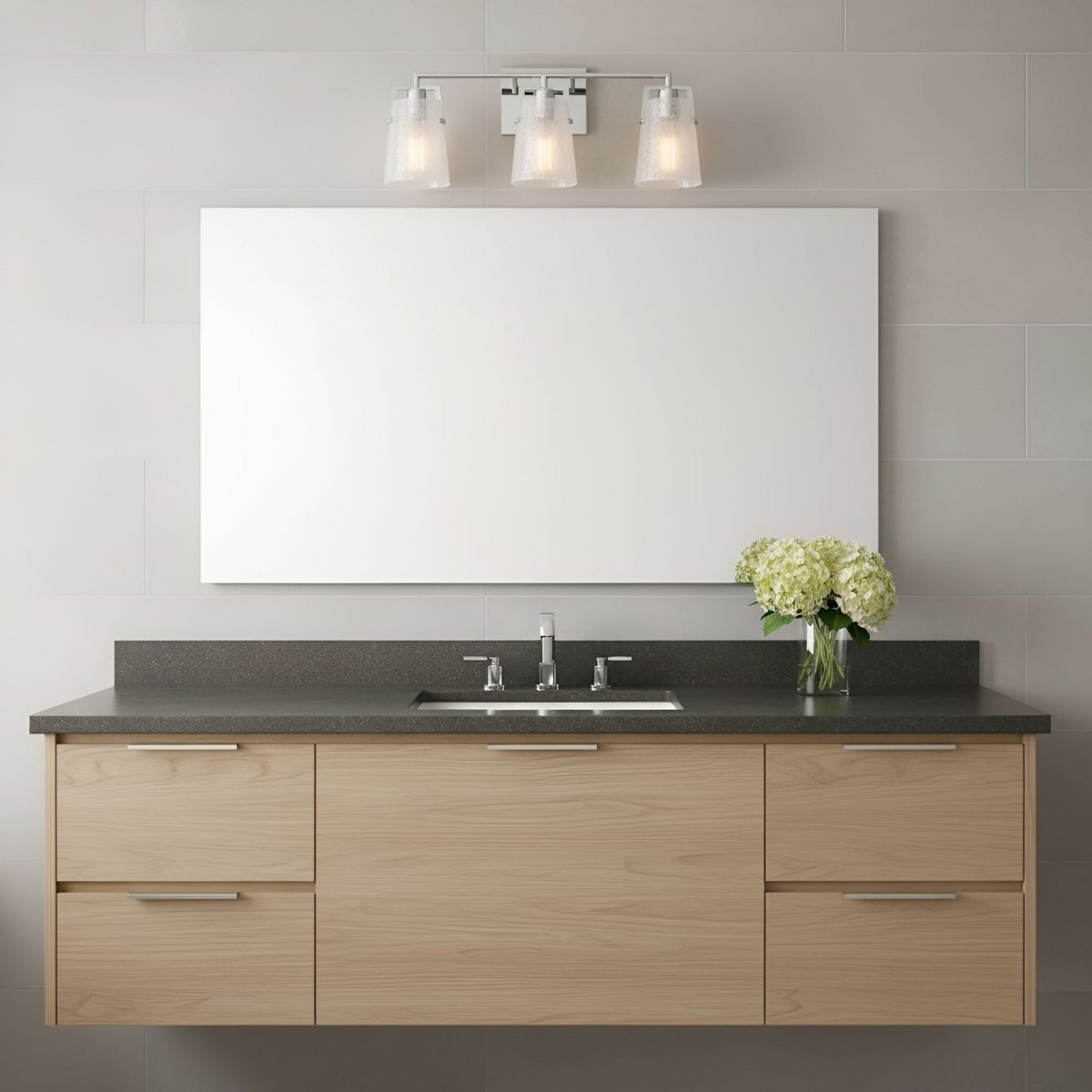 Luminaire de vanité Crofton - Laiton satiné Verre craquelé transparent 33 3/8" by Visual Comfort Studio | Luminaires & cie
