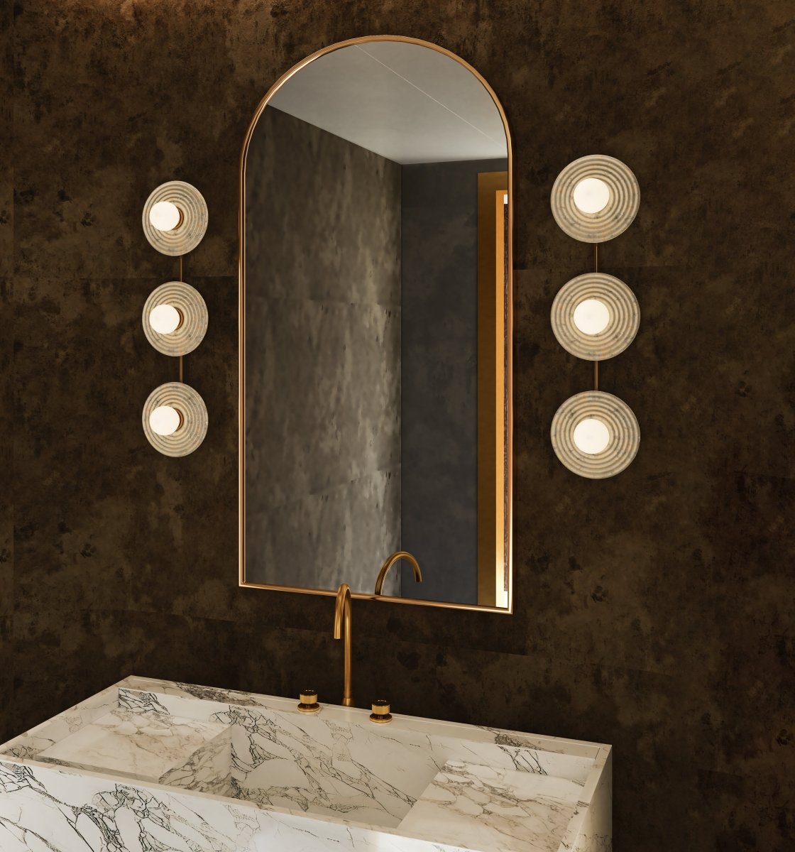 Luminaire de vanité Dahlia - Laiton / albâtre vintage 21 5/8" by Alora Lighting | Luminaires & cie