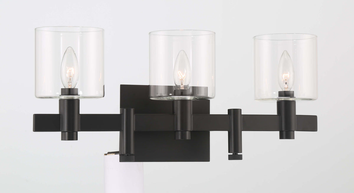 Luminaire de vanité Decato Noir mat, nombre ampoules 3 – vue 3