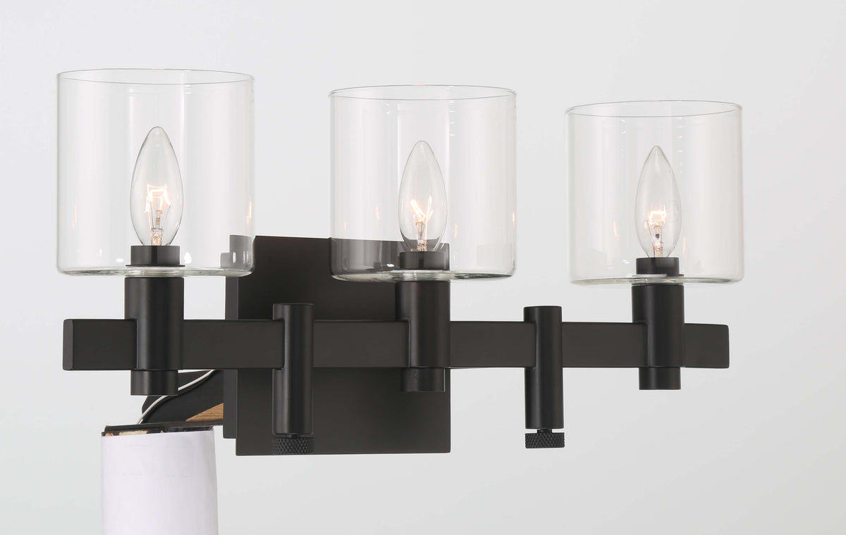Luminaire de vanité Decato Noir mat, nombre ampoules 3 – vue 4