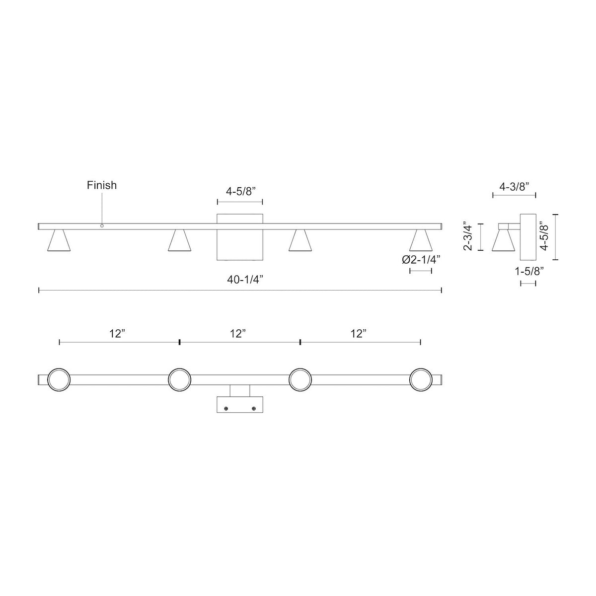 Luminaire de vanité Dune Nickel brossé, 40 1/4" – vue 2