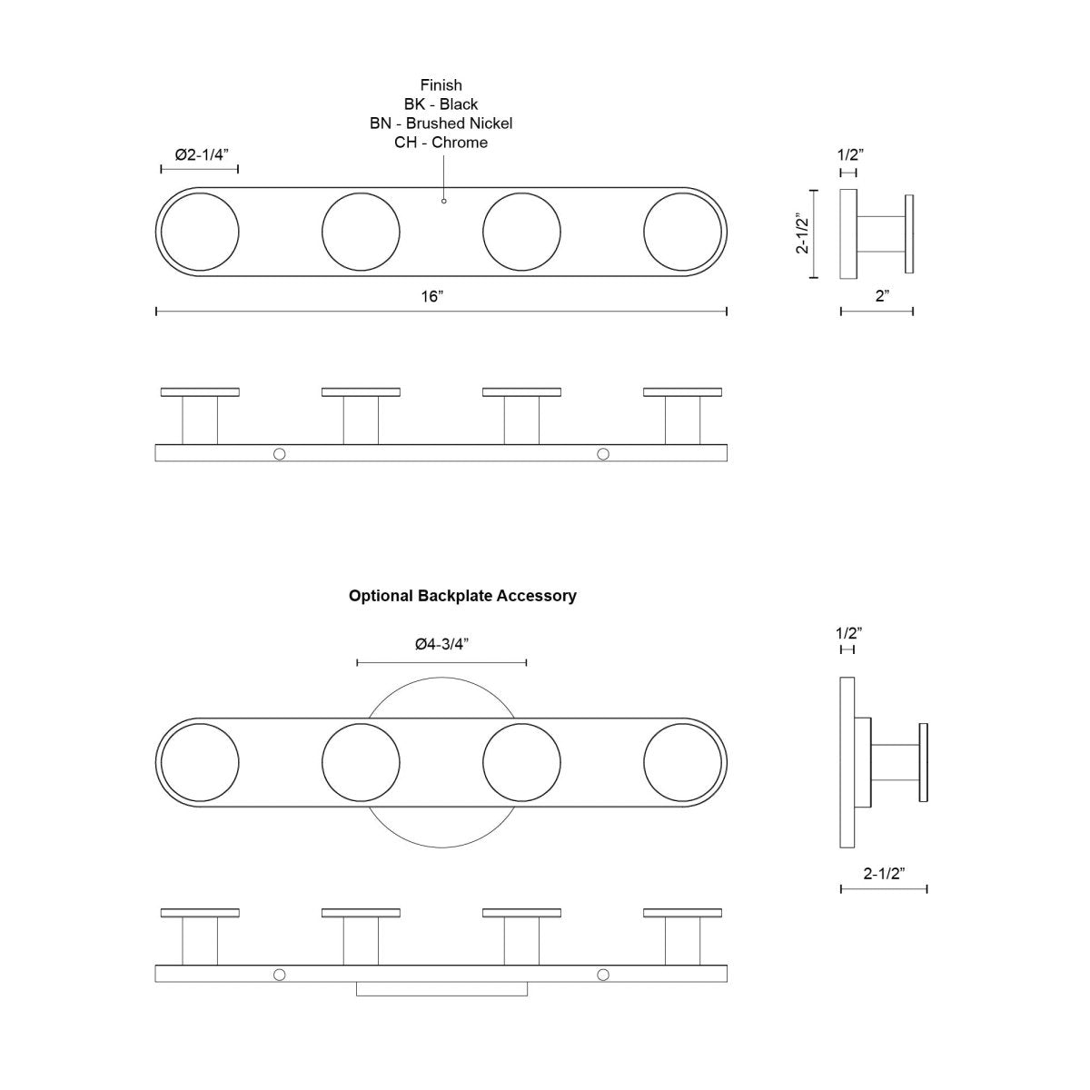 Luminaire de vanité Edna - Noir 16" by Kuzco Lighting | Luminaires & cie